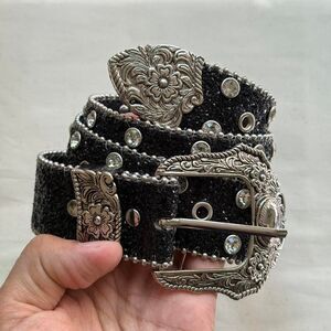 black rhinestone studded american western cowboy boho belt